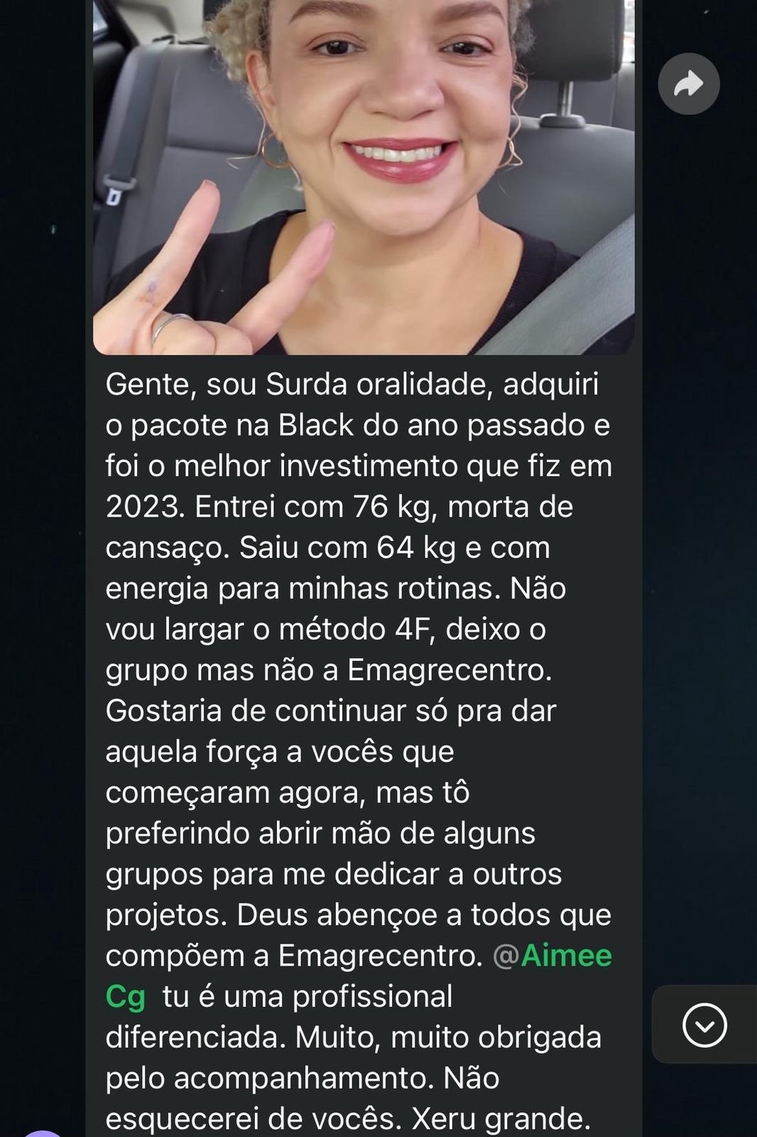 Depoimento de paciente